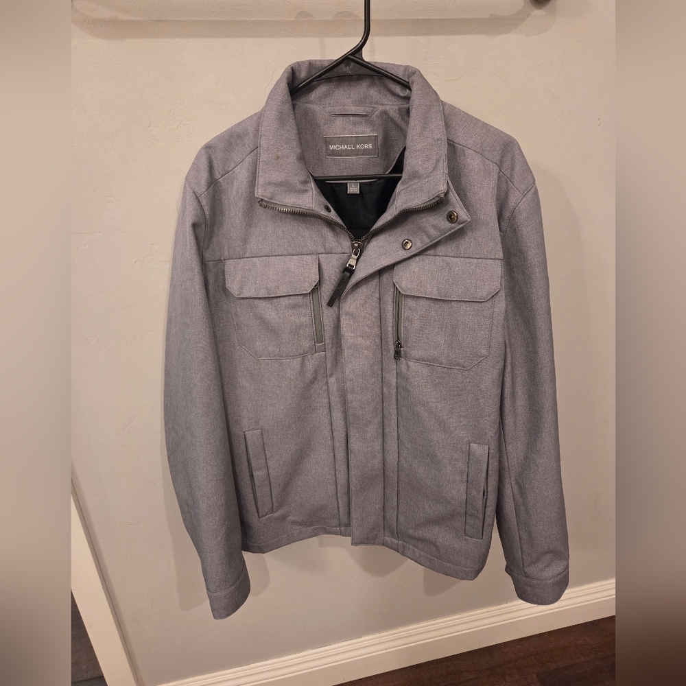 Michael Kors Men's Guilford Soft Shell Jacket in heather gray. 